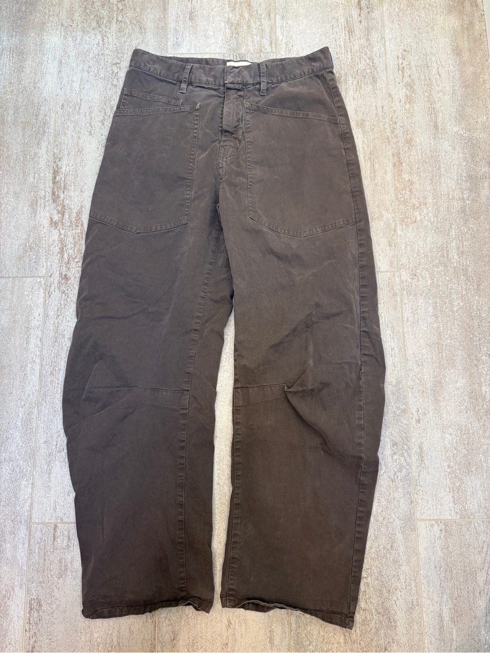 Nili Lotan Cotton Twill Pants in Dark Brown